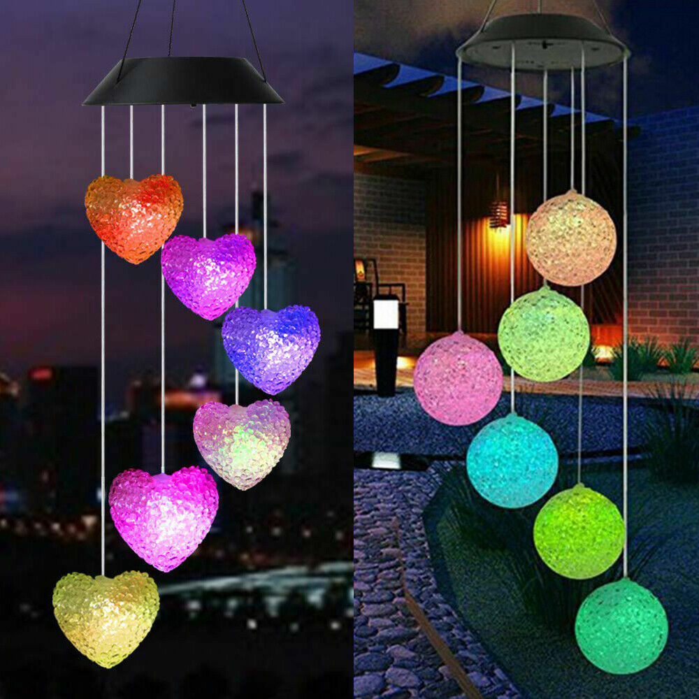 Color-Changing Outdoor LED Solar Powered Wind Chime Lights Yard Garden Decor US