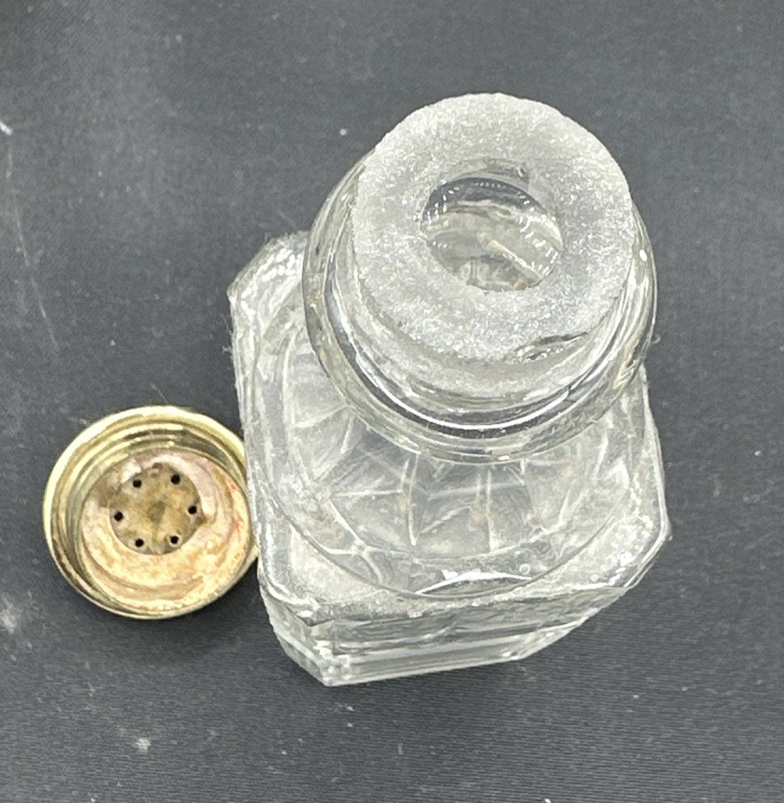 Footed 19th century silverplated cruet (maybe) Charles Ellis & Co w/ 3 Bottles