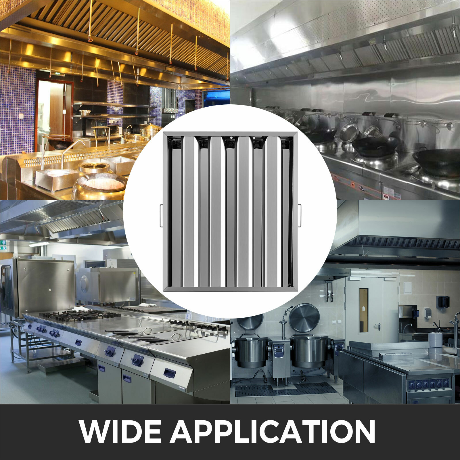 VEVOR 6Pcs 16/20/25"Commercial Hood Grease Exhaust Filter Baffle Stainless Steel