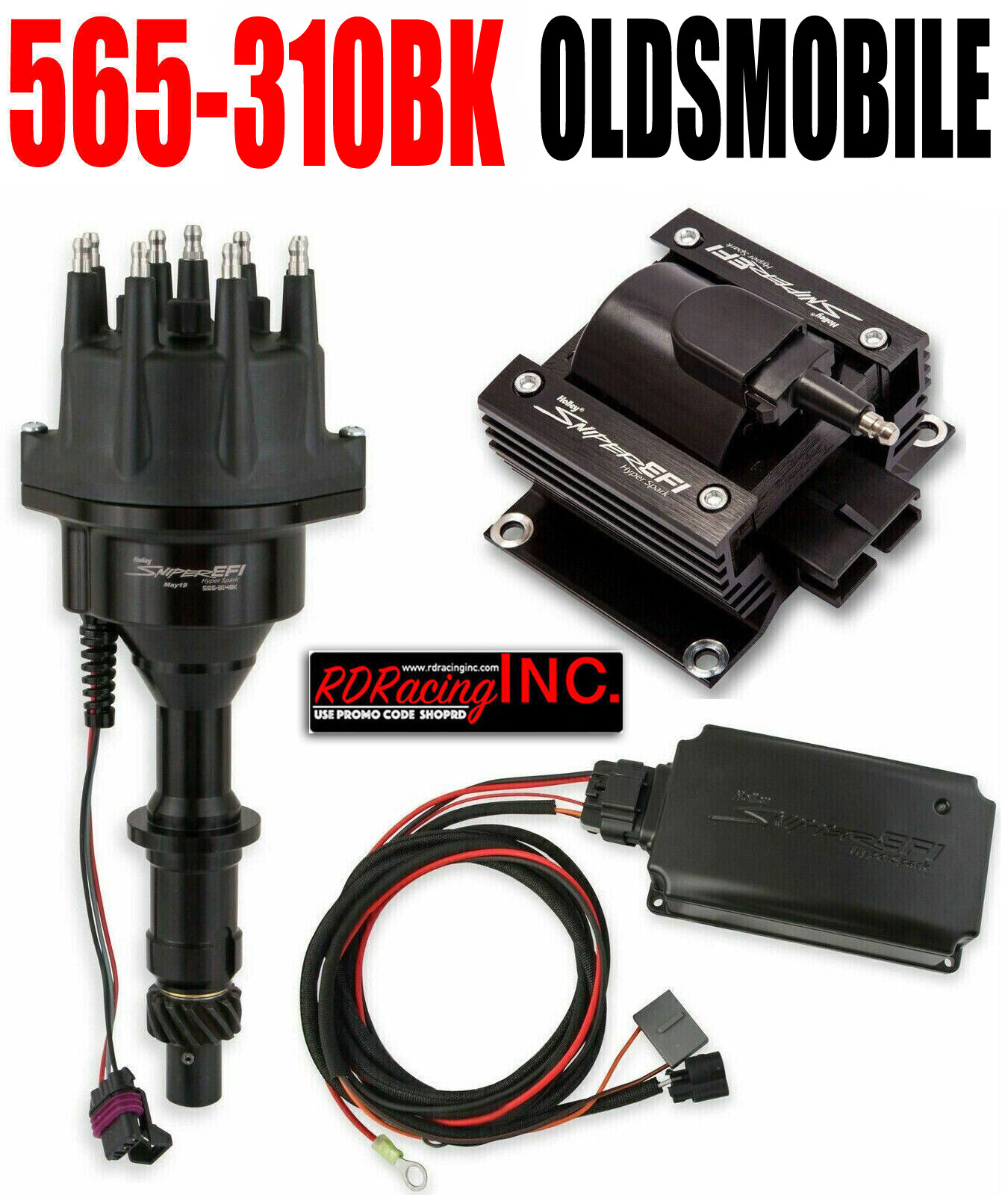 Holley 565 310BK Sniper EFI HyperSpark Distributor Kit Oldsmobile COMBO IN BLACK