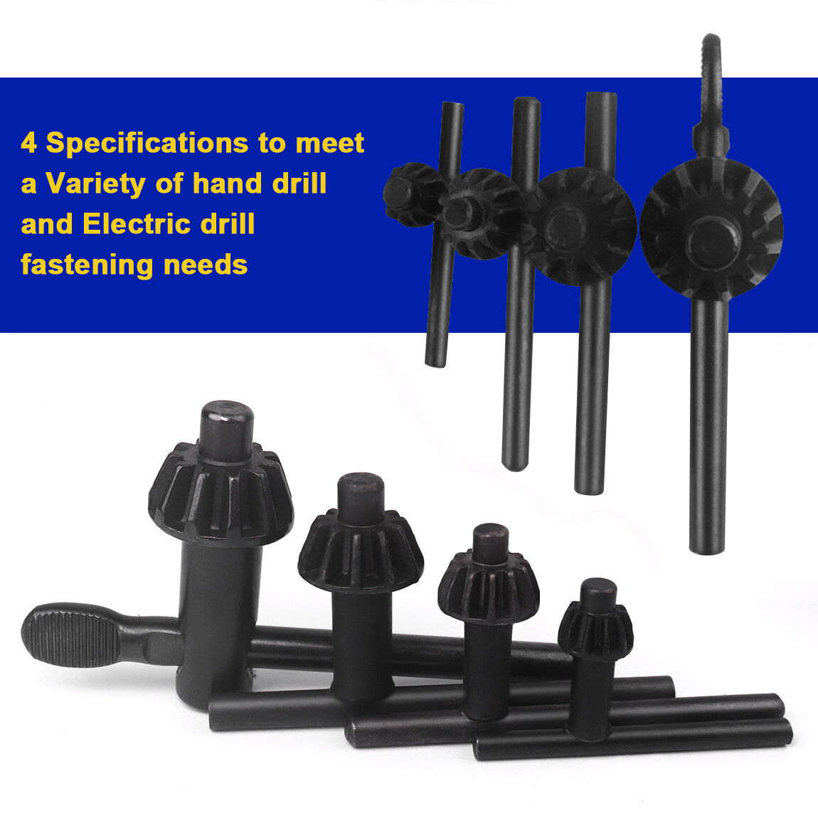 4 Size 3/8" 1/2" 5/8" 3/4" Drill Chuck Key Combination Wrench Drill Press Chuck