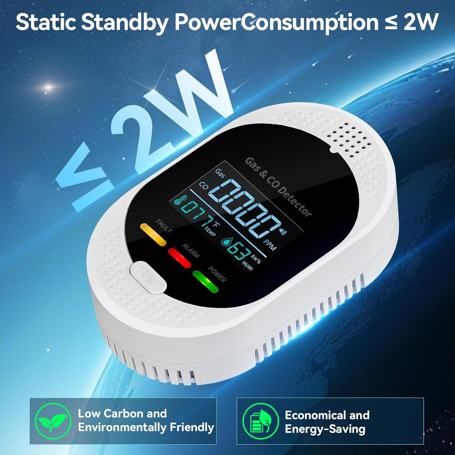 4-in-1 Portable Carbon Monoxide Detectors Plug in – Natural Gas Leak Detector