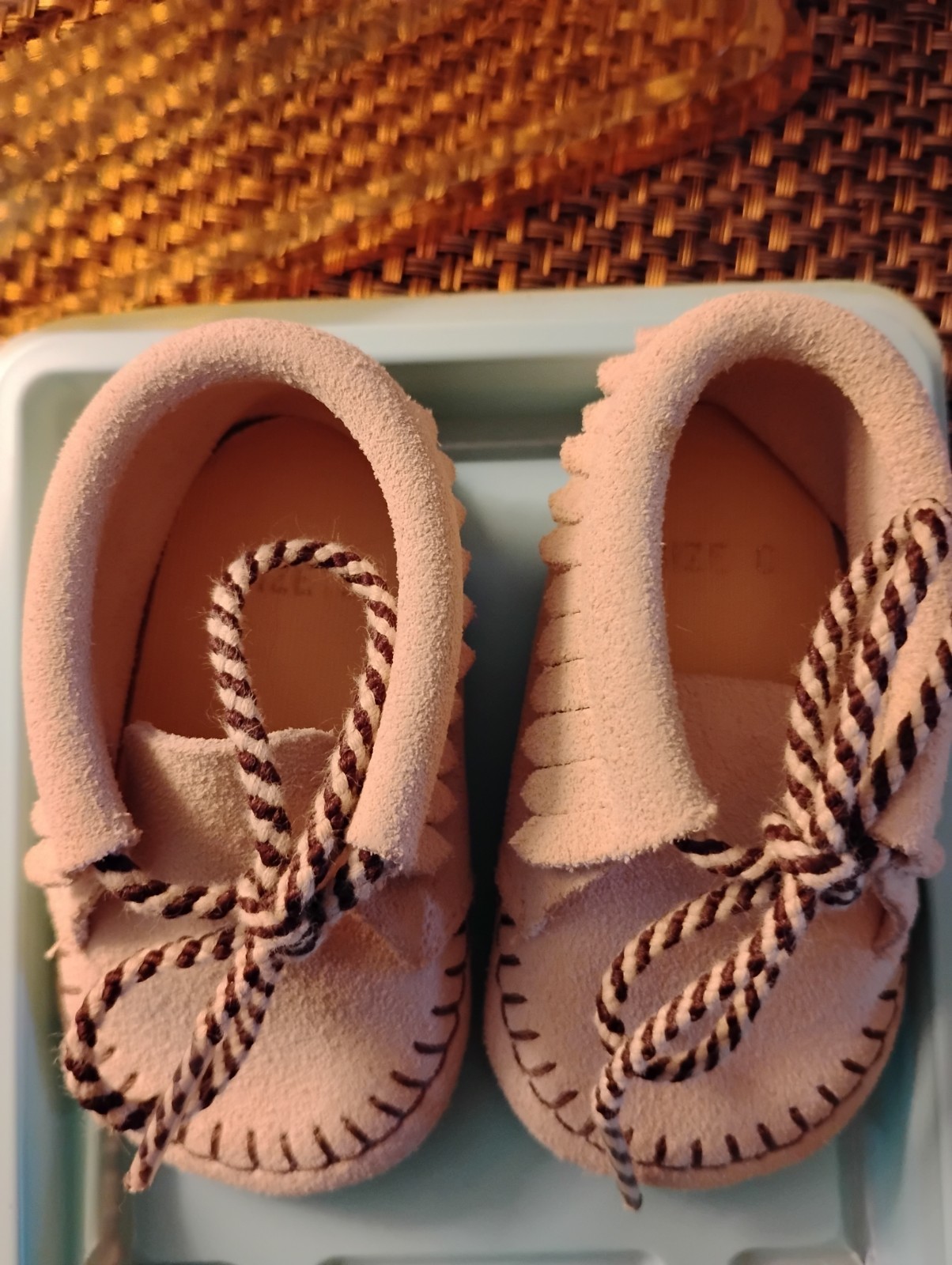 New Baby Toddler Moccasins Suede Soft Fringed Leather CUTE 0-2 Month