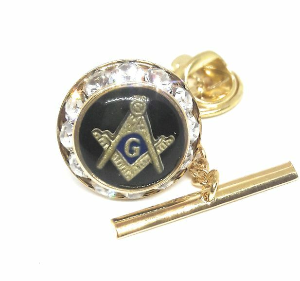 FREEMASON MASONIC CRYSTAL TIE TACK / LAPEL PIN