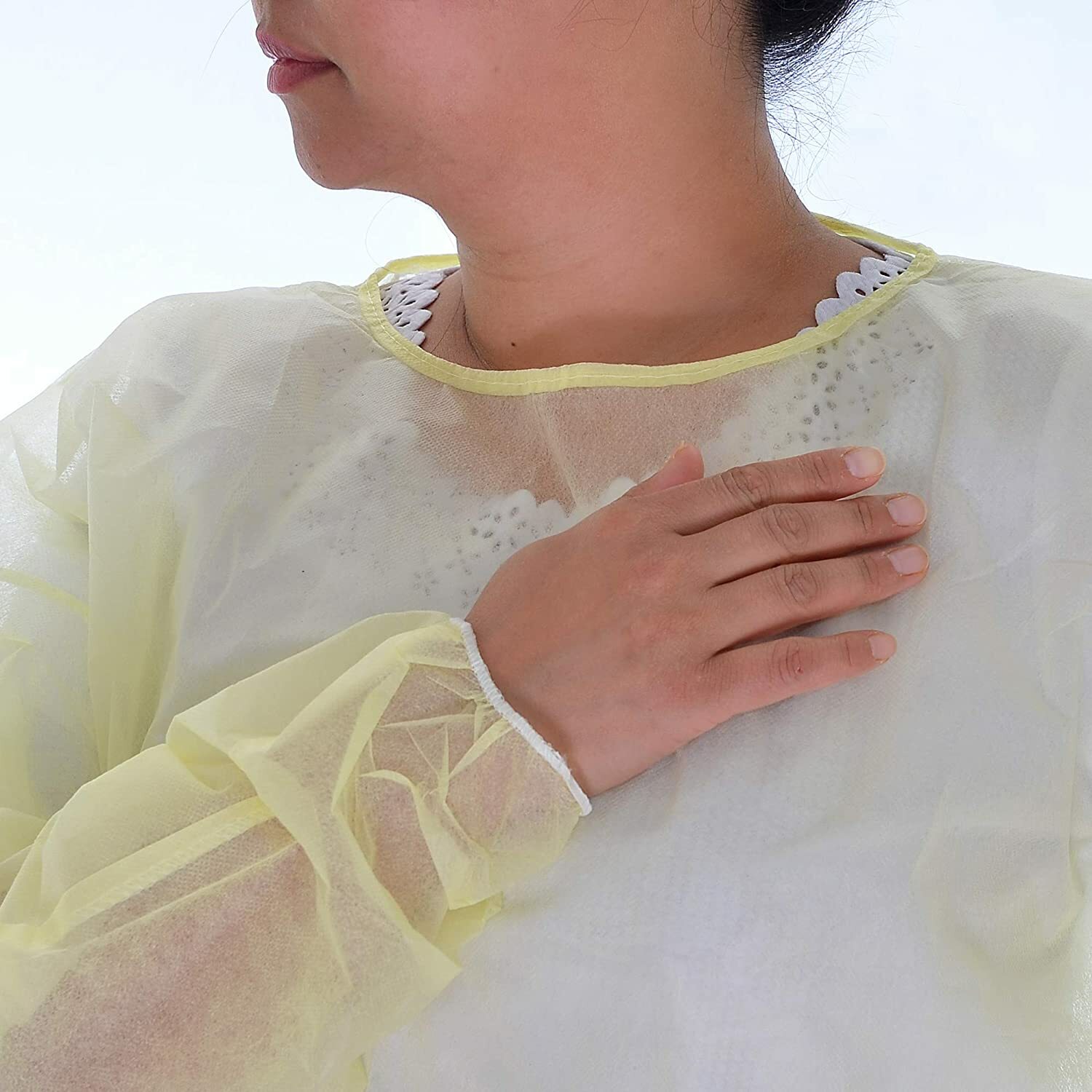 Disposable Isolation Gown, Universal Size - Pack of 10 Gowns Color Yellow