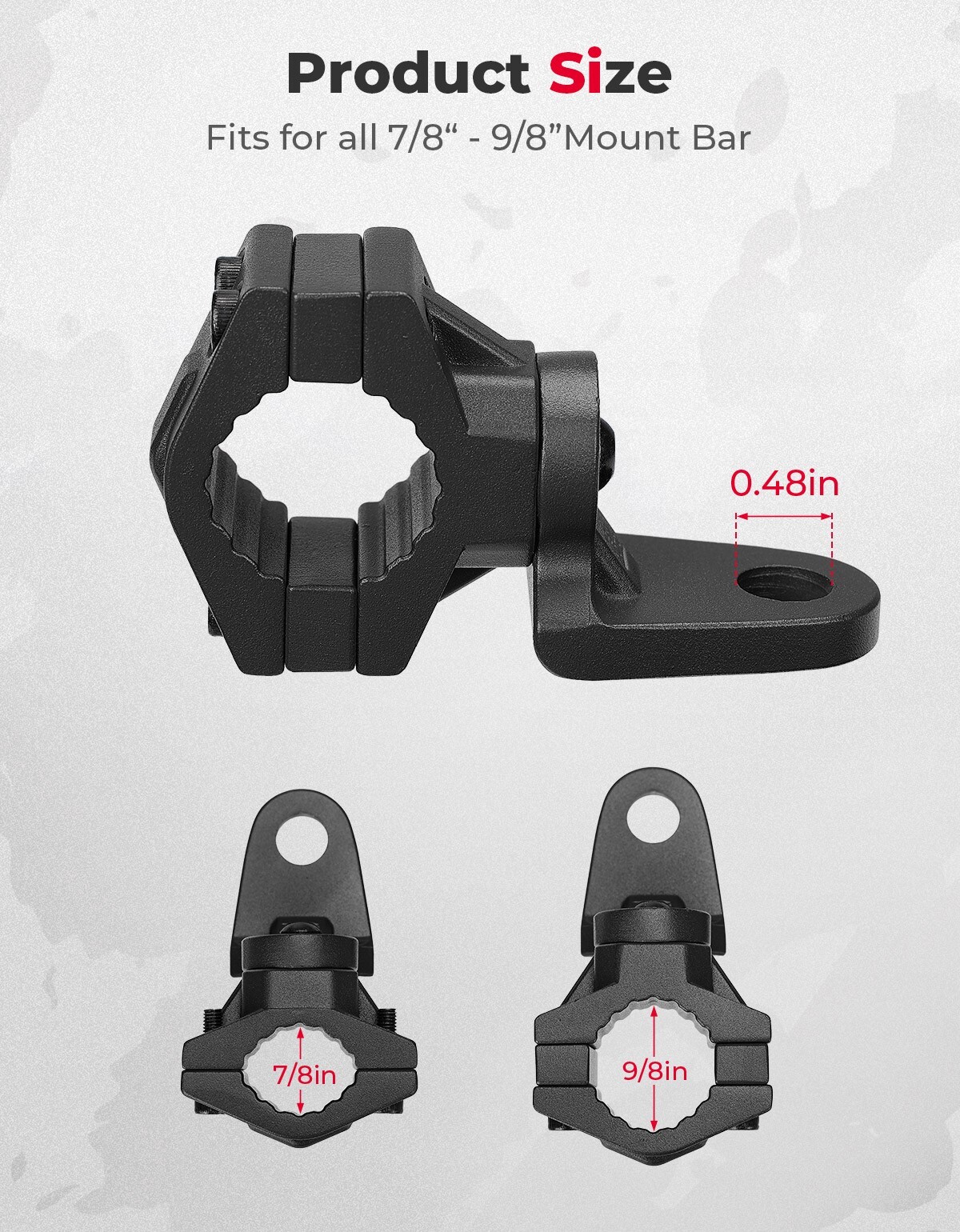 7/8-9/8" ATV Flag Whip Light Mount Bracket for Yamaha Raptor 700 700R 350/660