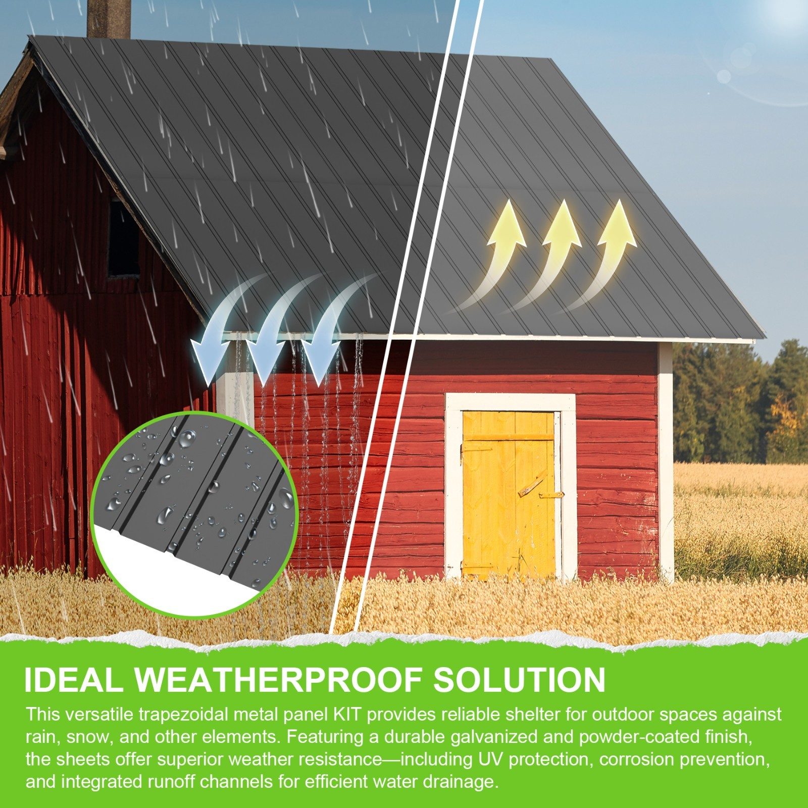 116FT Galvanized Roofing Panel w/Steel Screw for Pergola,Gazebo,Shed(20Pcs,Grey)