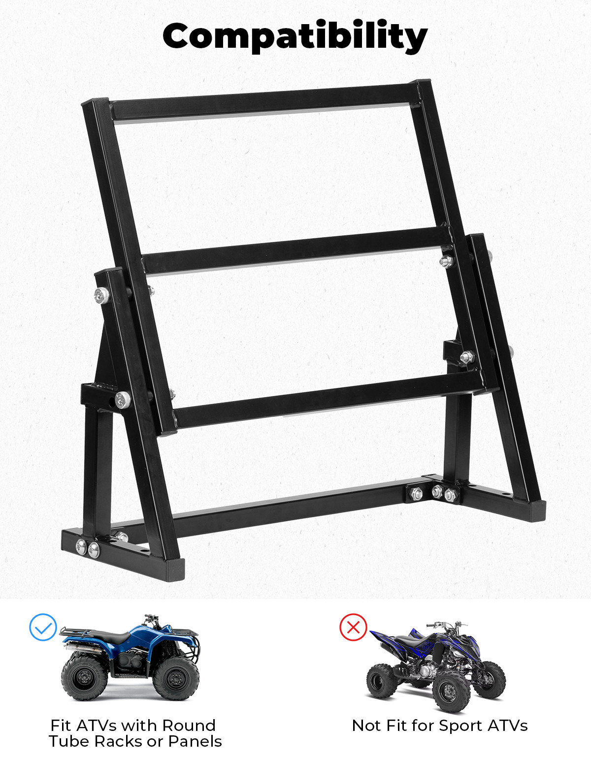 ATV Rear Seat Backrest W/ Steel Frame For Polaris Suzuki Can Am Grizzly Fourtrax