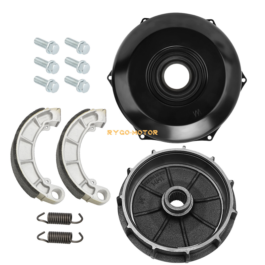 Rear Brake Drum Cover Hub Shoes Set for Honda Rancher 420 TRX420 4x4 2014-2024