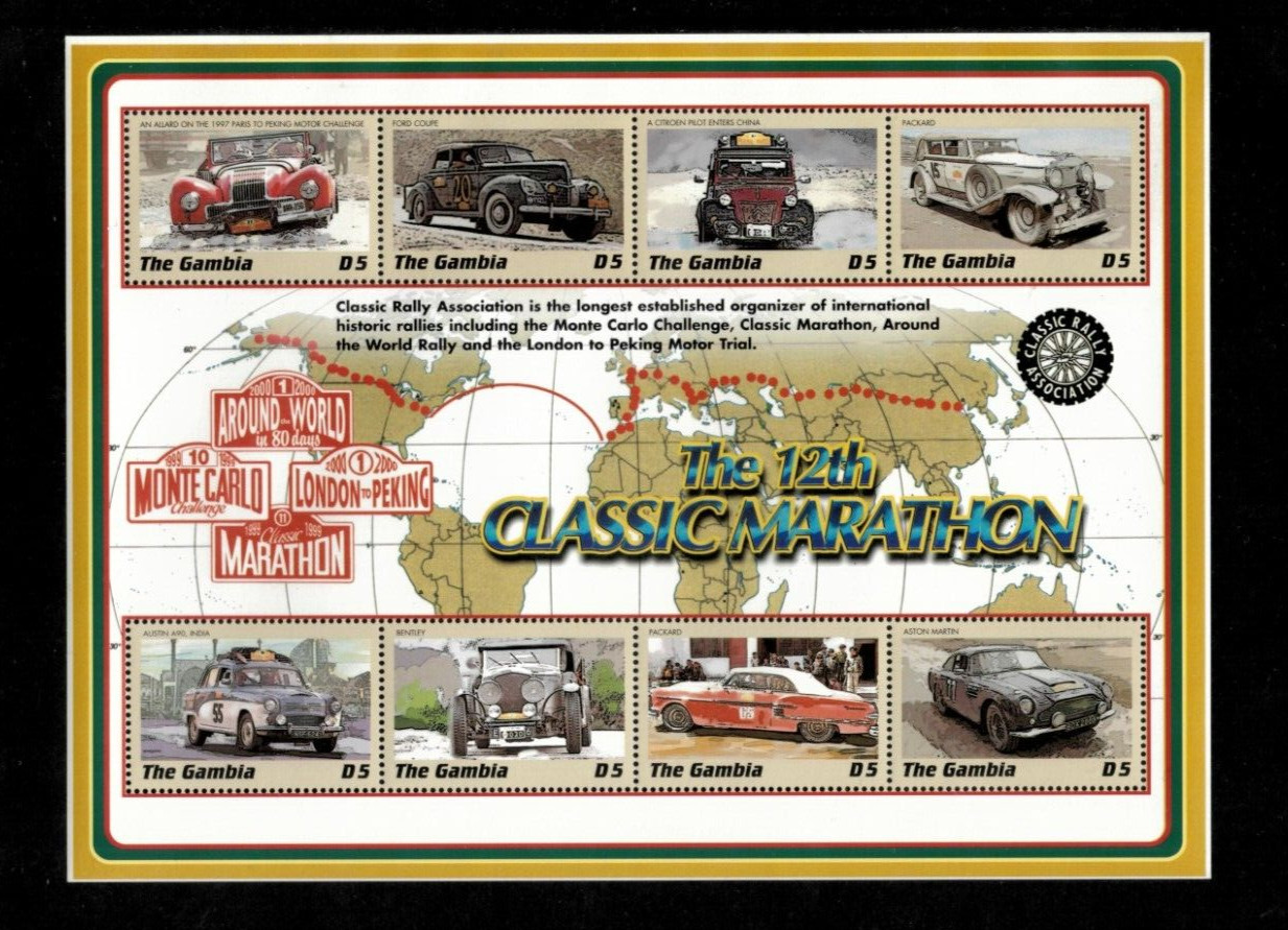 Gambia 2000 - Classic Cars Marathon - Sheet of 8 Stamps - Scott #2357 - MNH