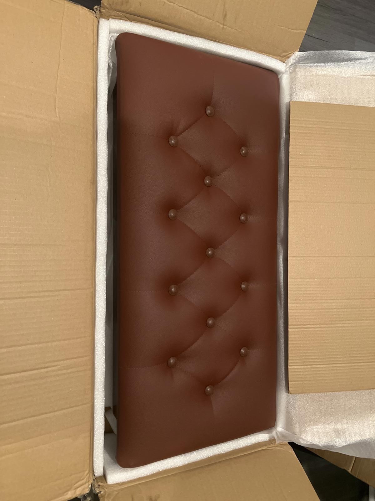 Bonnlo Brown Tufted Duet Piano Storage Bench Stool - Open Box