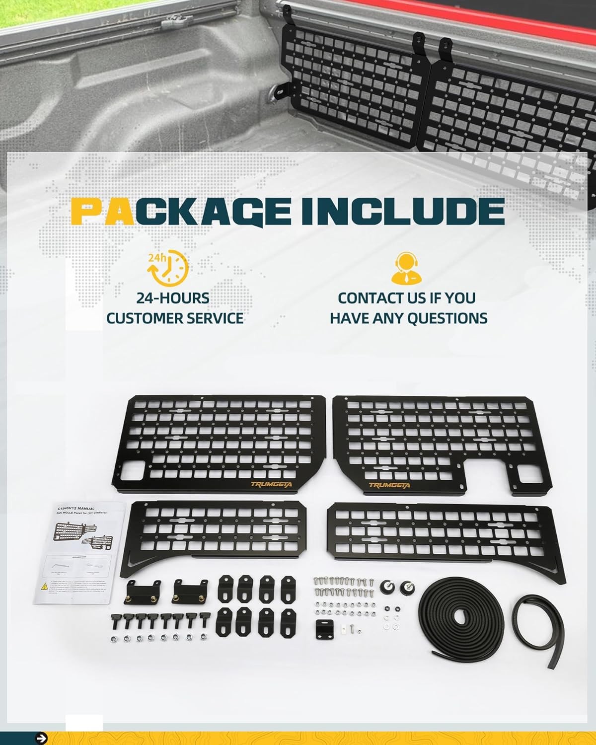 Side Bed MOLLE Panel for 5' Jeep Gladiator 2020-2025 Bed MOLLE Panel Storage