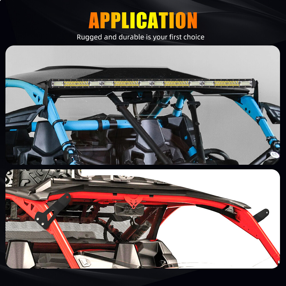 Roof For Can-Am Maverick X3 Curved 50" LED Light Bar Mount Kit +4" Cube Pods Fog