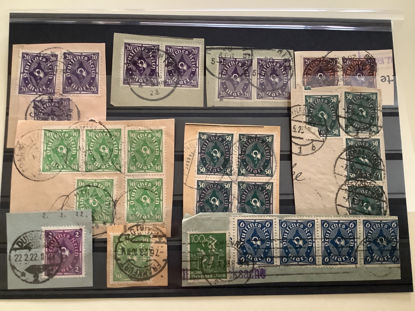 Germany 1921 post horn  stamps on paper Ref 50038