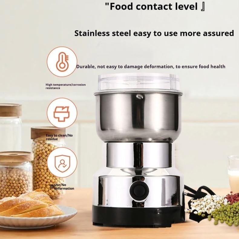 300g Grain Mill Grinder Stainless Steel | High Speed Spice & Flour Mill Kitchen