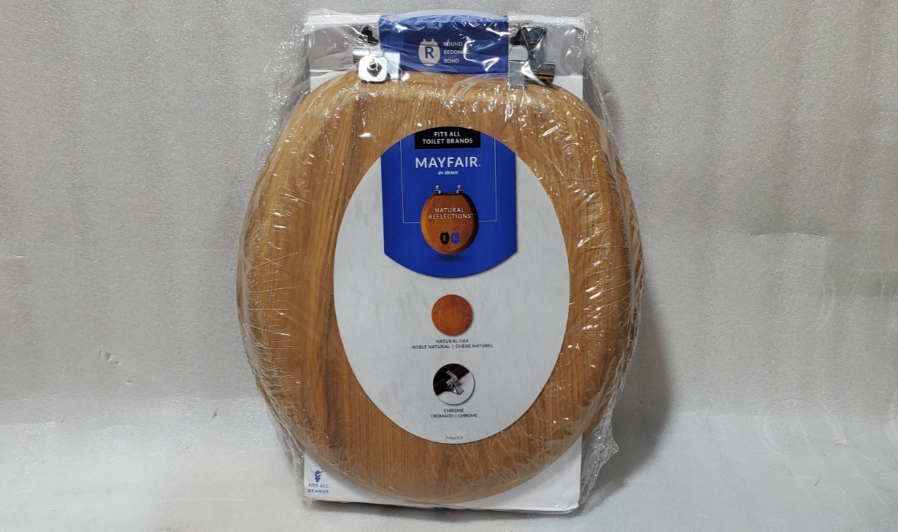 Mayfair Natural Reflections Eoblong Toilet Seat Natural Oak Wood Veneer Finish