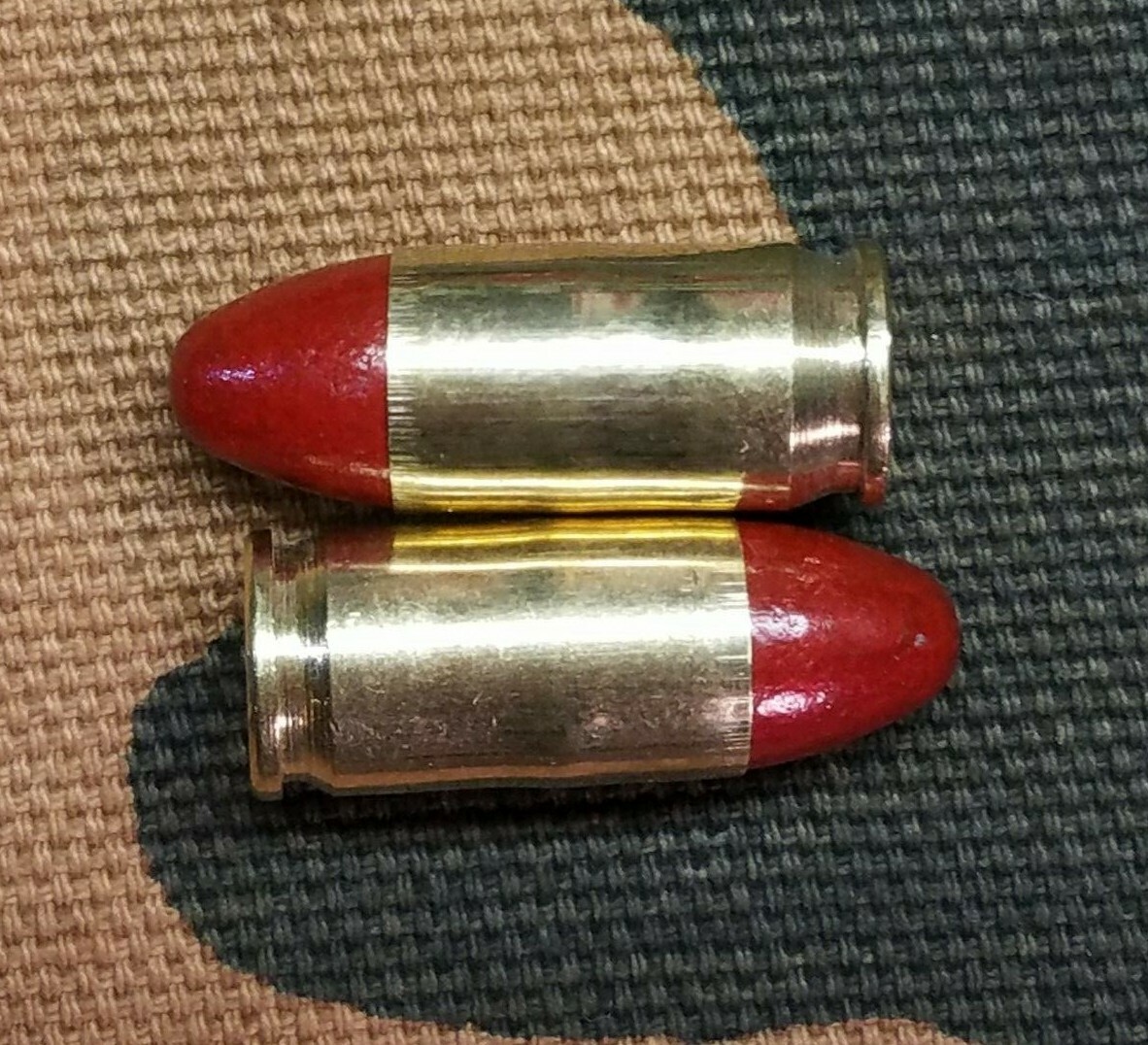 380 ACP SNAP CAPS SET OF 10 (RED+BRASS) REAL WEIGHT!!!