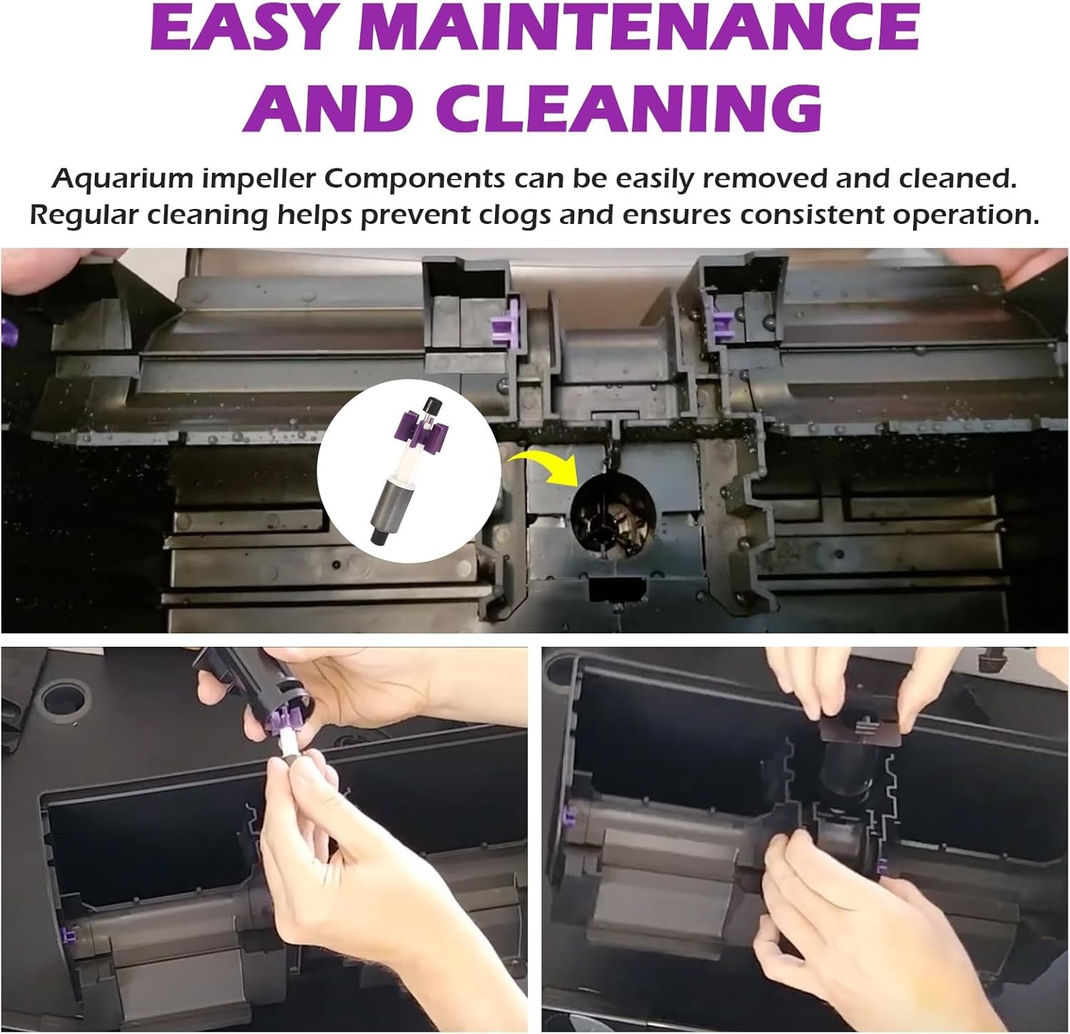 PRIM350B 350b Impeller Assembly Penguin Filter Parts Replacement Purple Black