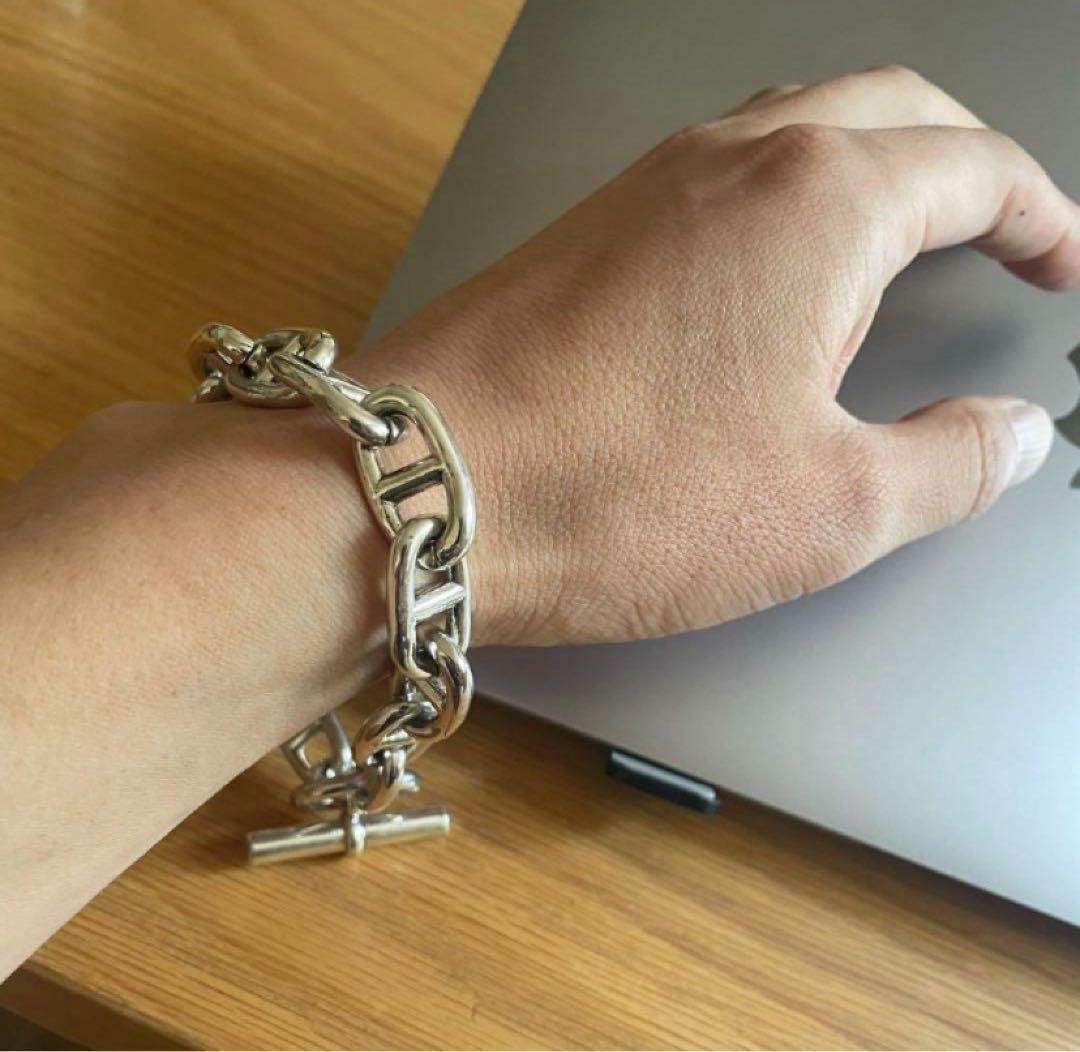 Vintage Silver 925 Anchor Chain Bracelet GM Size 23cm Heavy Men’s Jewelry