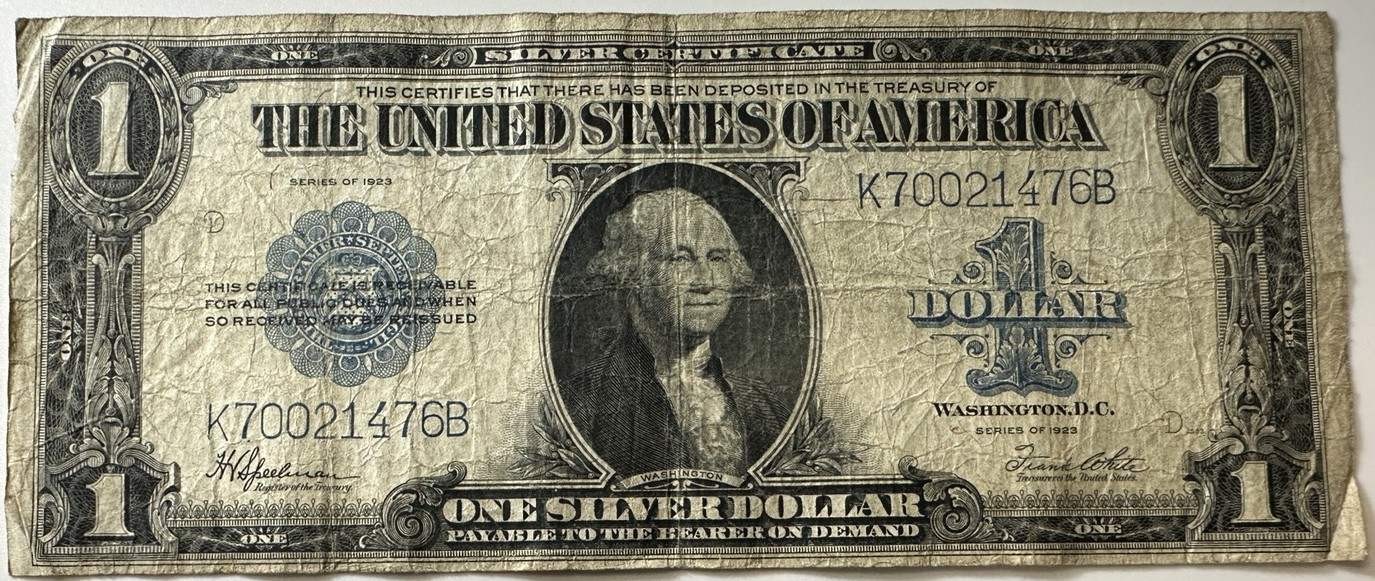1923 $1 Silver Certificate 'Horse Blanket' Blue Seal RAW VF
