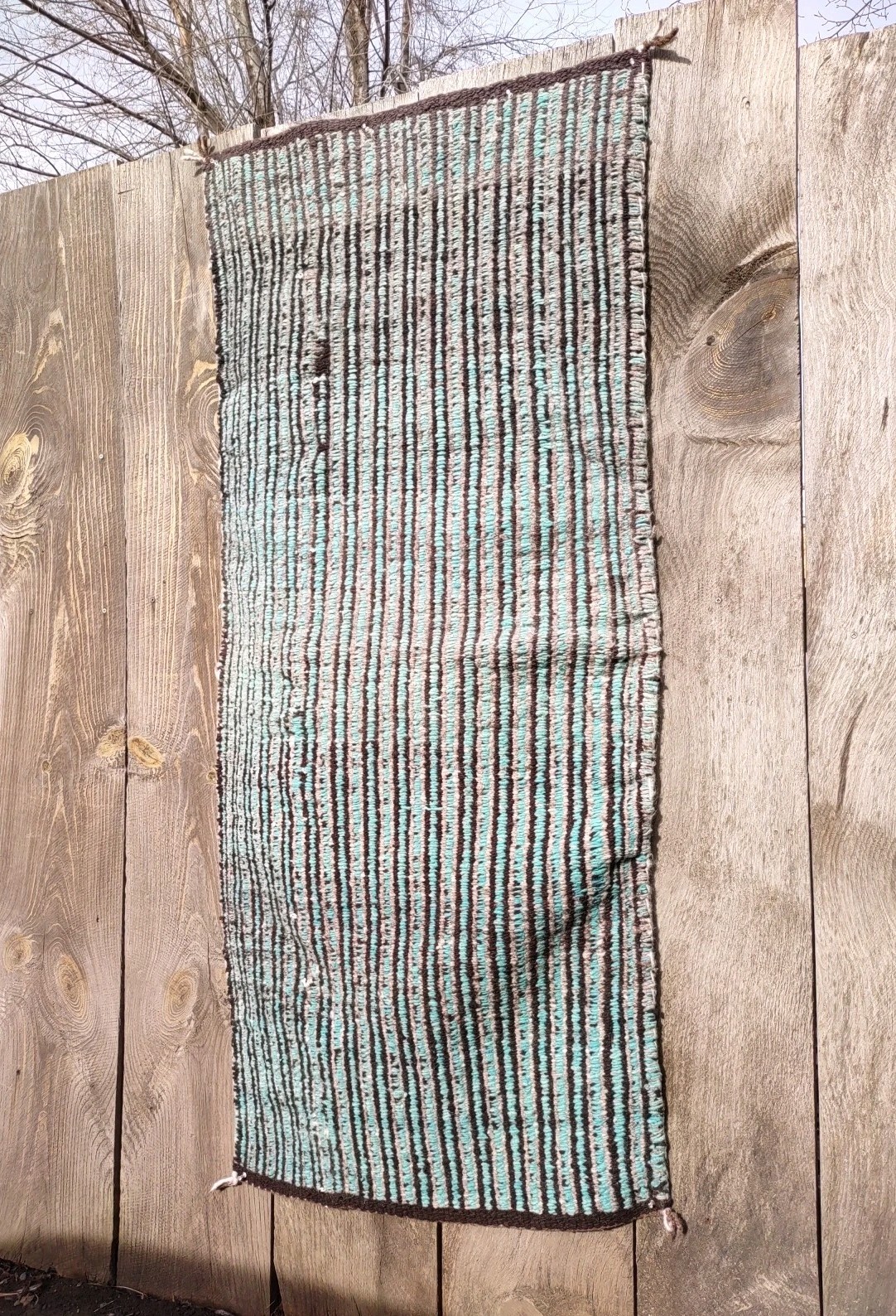 Navajo Rug Antique Native American Indian Twill Weaving Textile 1910 62 x 30