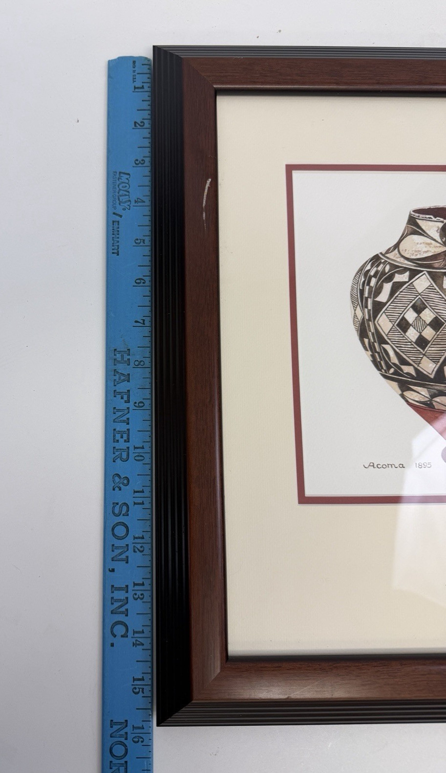 J. Walker Watercolor On Paper Acoma 1895 Southwestern Pottery Framed Matted