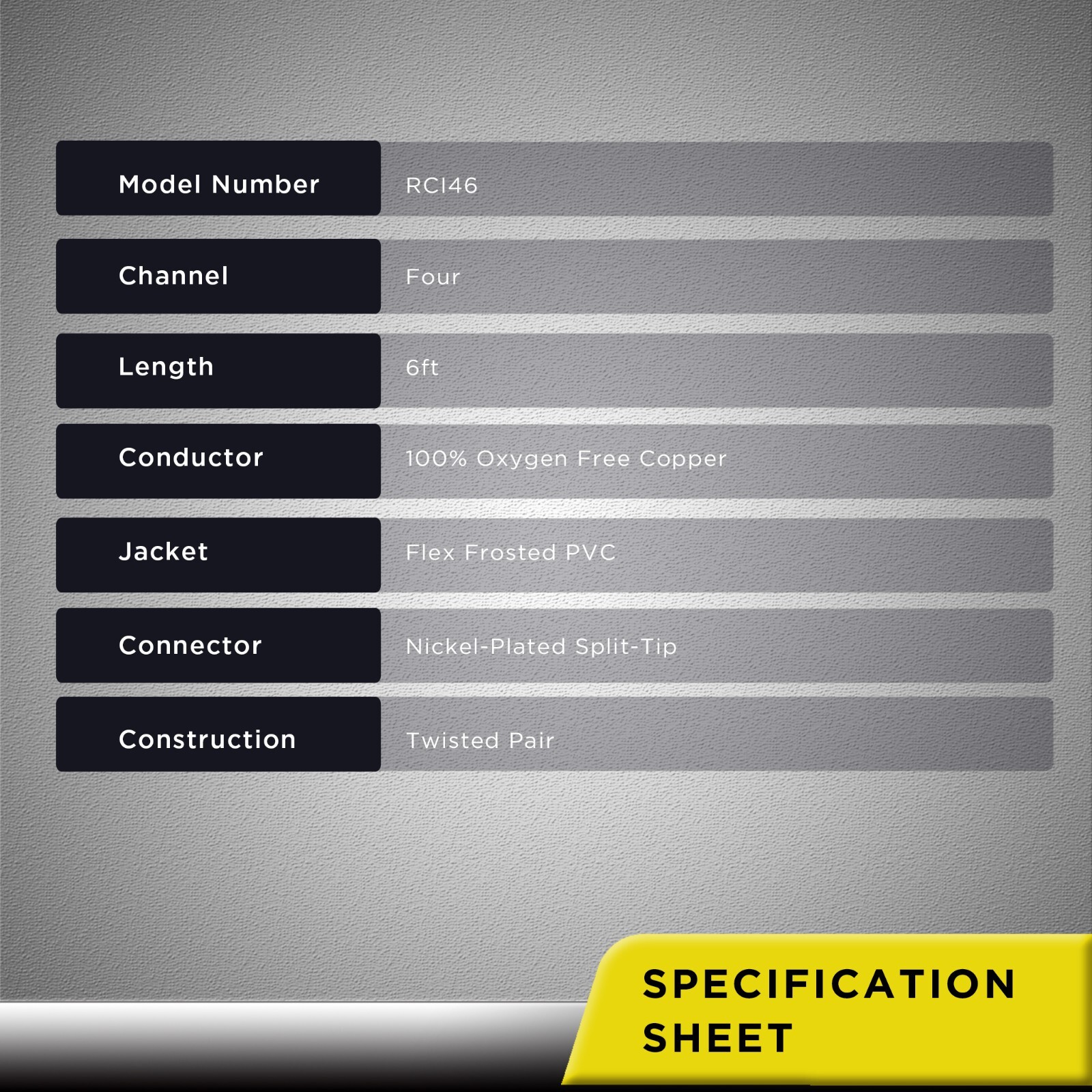 Recoil RCI46 100% Oxygen Free Copper 6ft 4-Channel RCA Audio Cable Twisted Pair