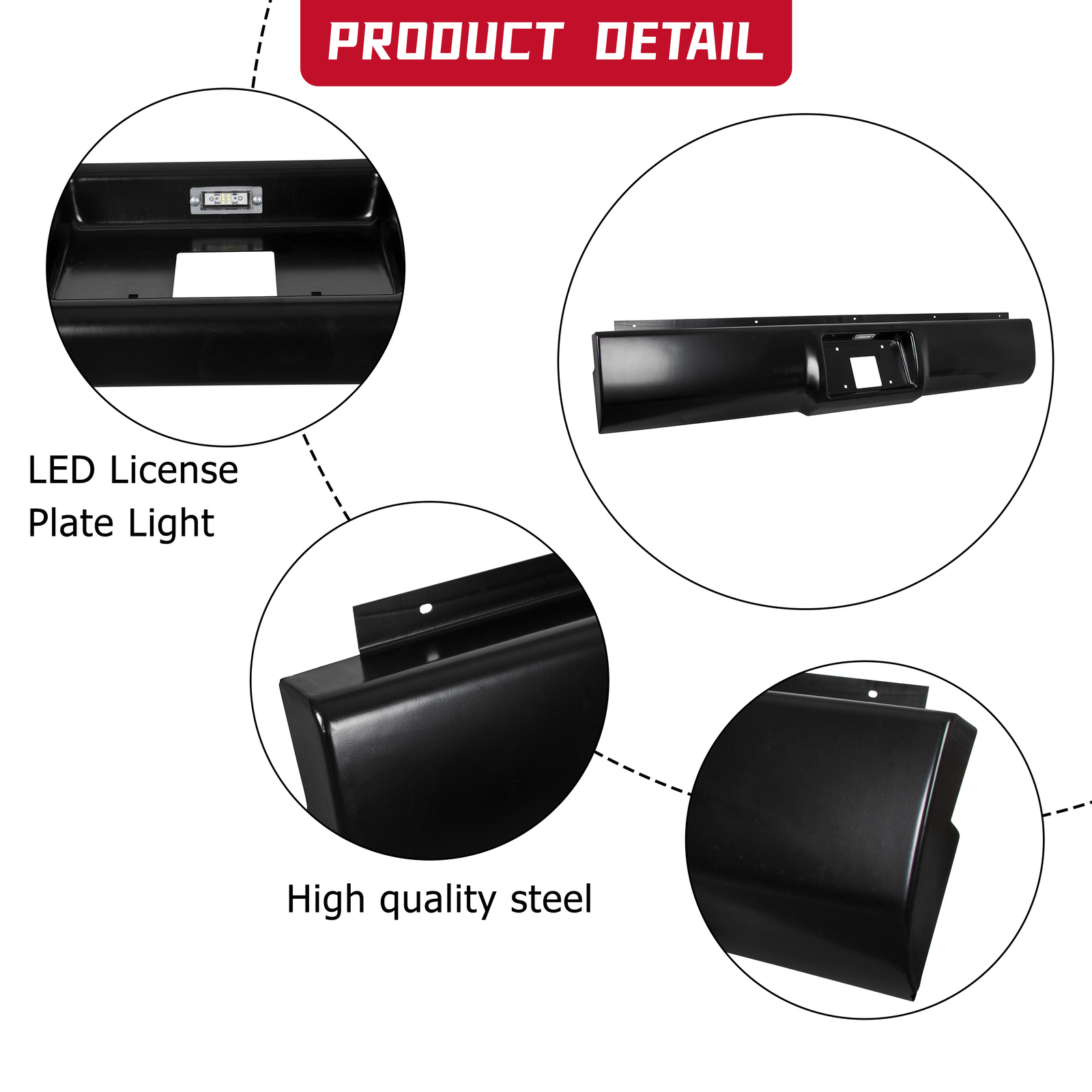 Rear Bumper Roll Pan w/ Light For 88-98 Chevy Silverado Sierra C/K1500 2500 3500