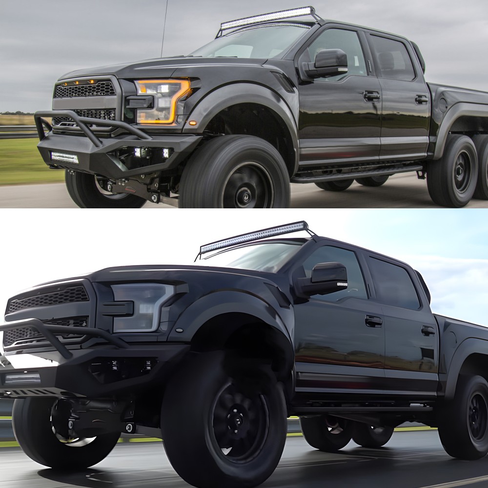 For Ford F150 Raptor 52" Curved LED Light Bar Roof Brackets + 4" Pods Wire Kit