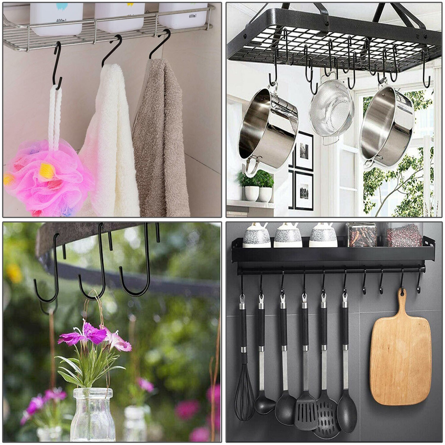 10 PCS Heavy Duty Steel S Shaped Hooks Hanging Hangers Pan Pot Holder Rack