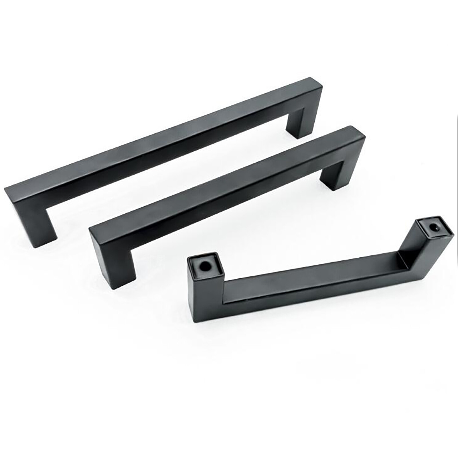 Modern Cabinet Handles Matte Black Kitchen Drawer Stainless Steel Square Pulls