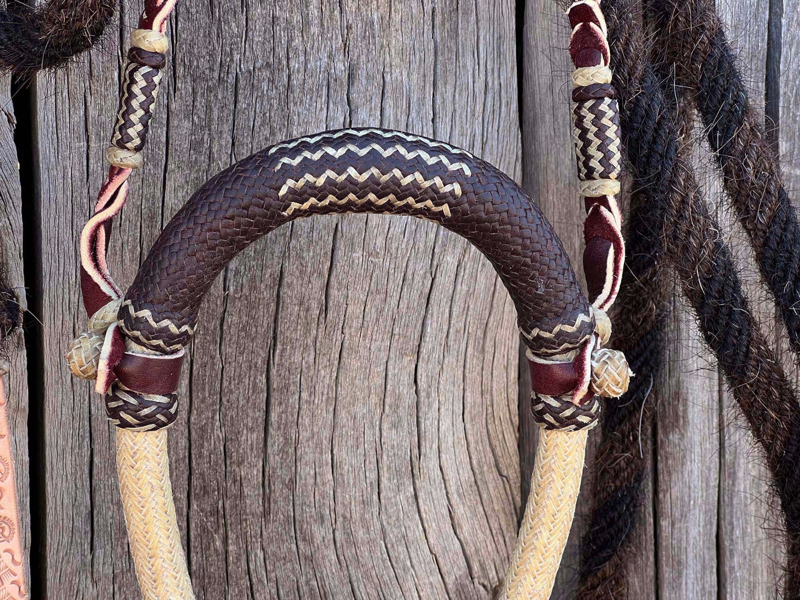 Cowboy Vaquero 5/8" RAWHIDE & KANGAROO HACKAMORE By Jimmy Flores Of California