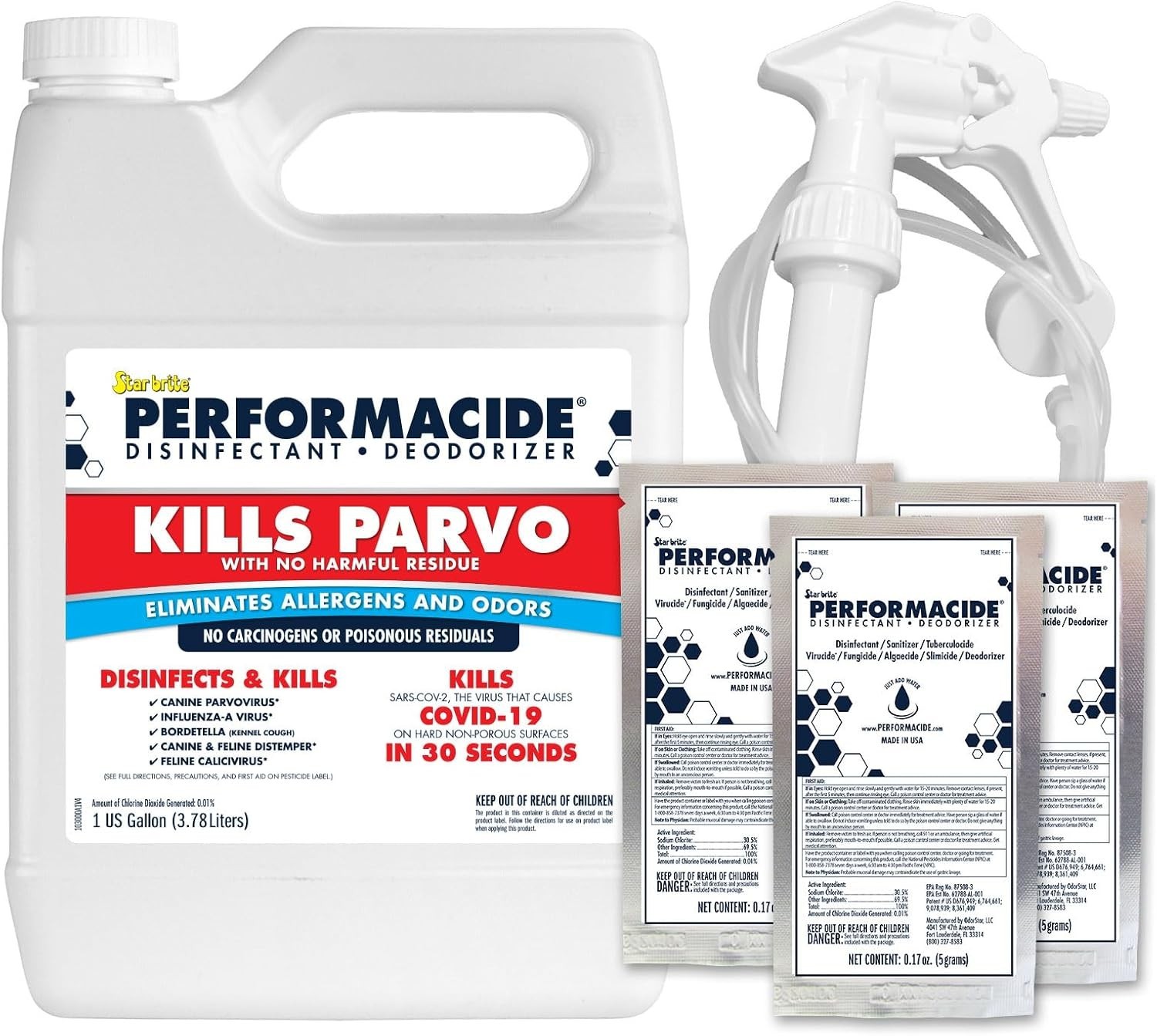 PERFORMACIDE Kills Parvo - No-Rinse Disinfectant, Deodorizer for Pet Surfaces...