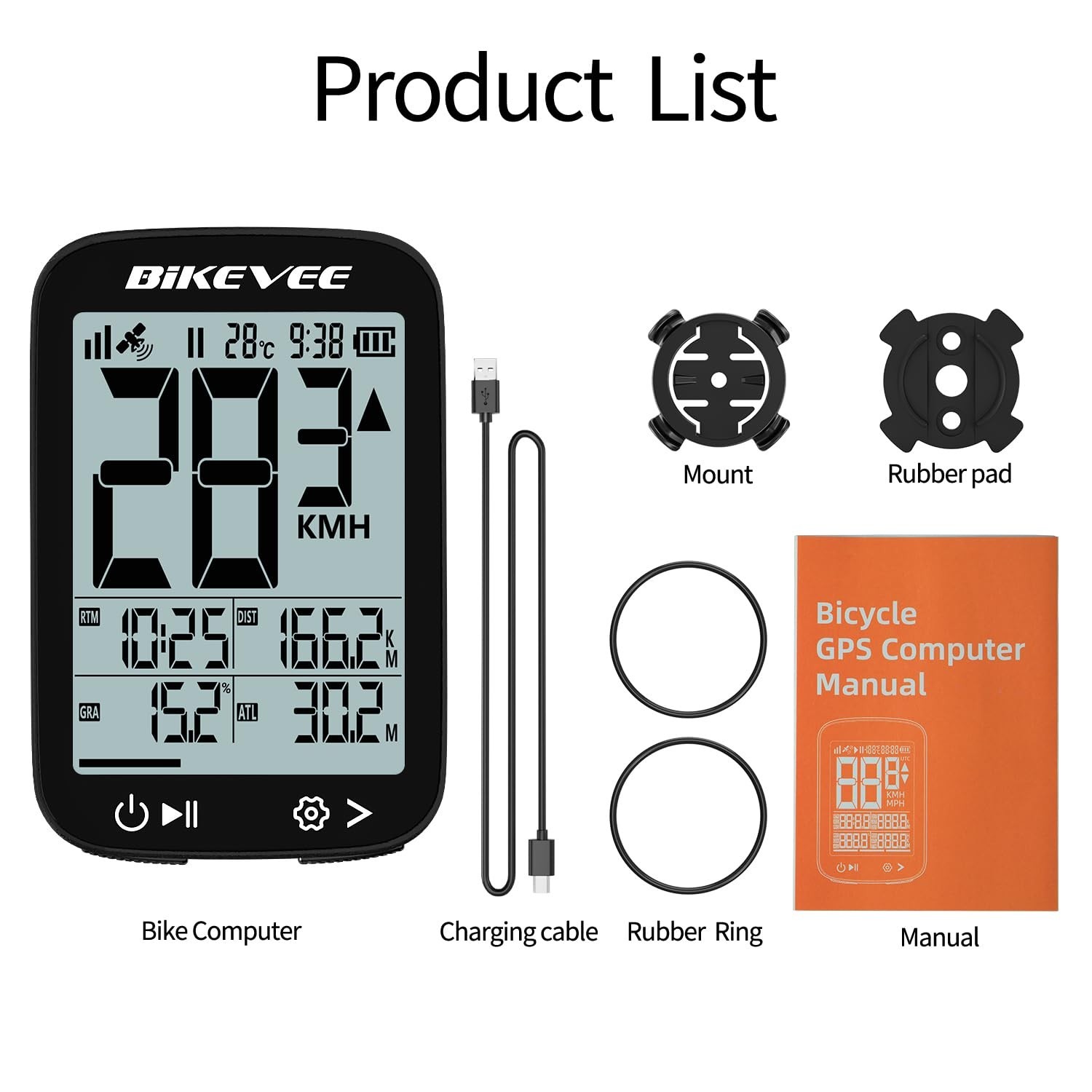 Wireless GPS Bike Computer Auto Start/Stop 2.4" LCD Waterproof Cycle Speedometer