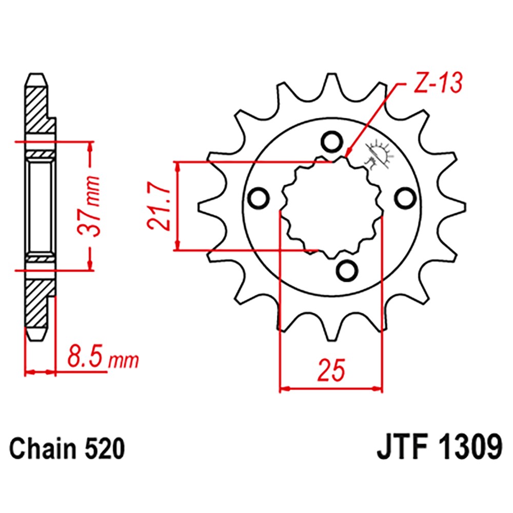 JT Sprockets 13 Tooth Front Sprocket for Honda TRX400EX Sportrax fits 2005-2014
