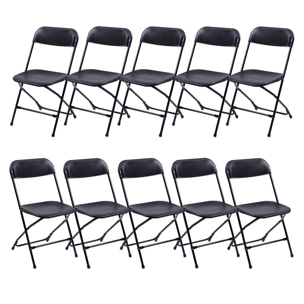 6 PCS Plastic Commercial Wedding Quality Stackable Folding Chairs Party Black