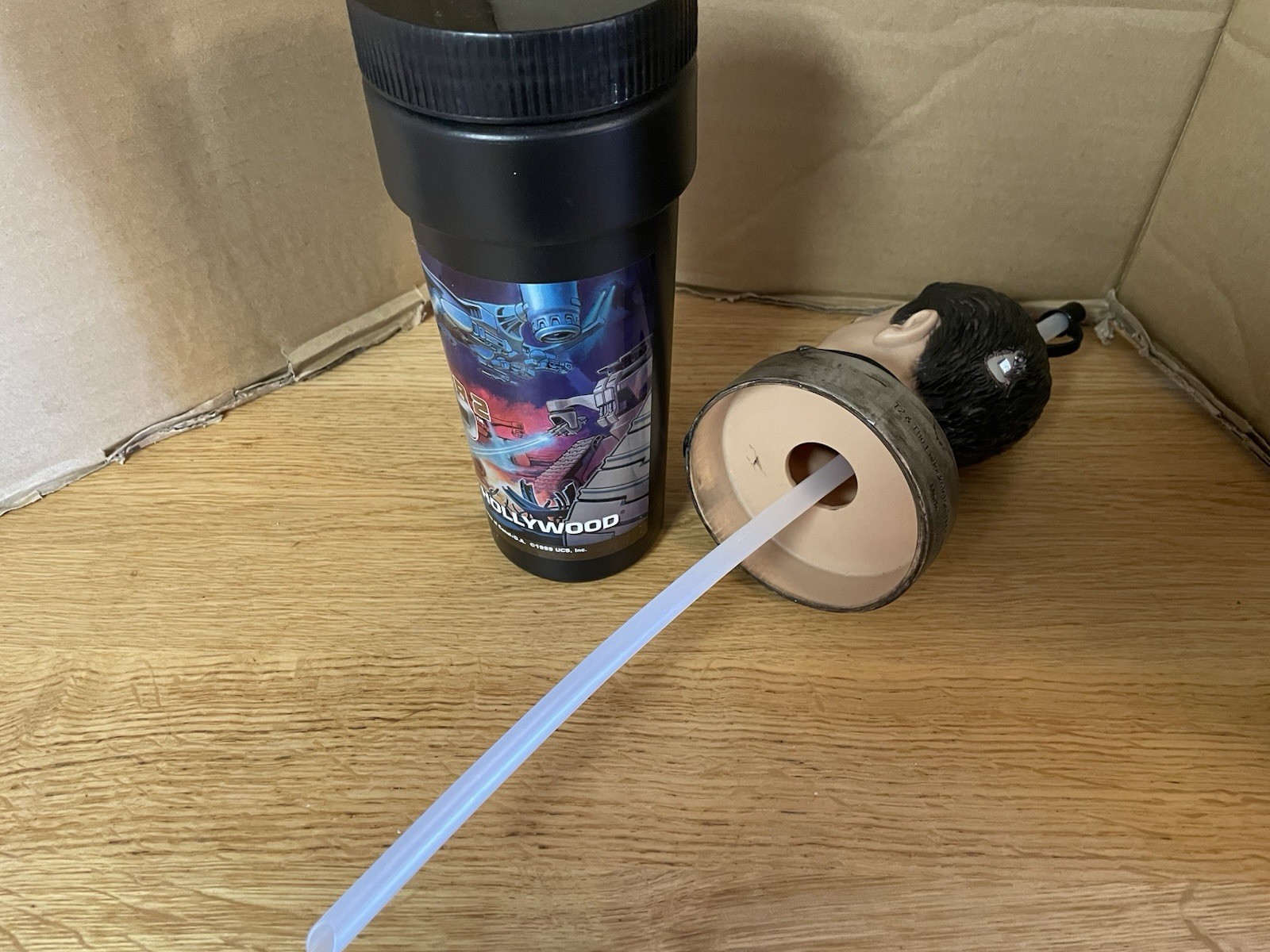 Vtg Terminator 2 T2-3D T800 Head Straw Cup Universal Studios Hollywood 1999