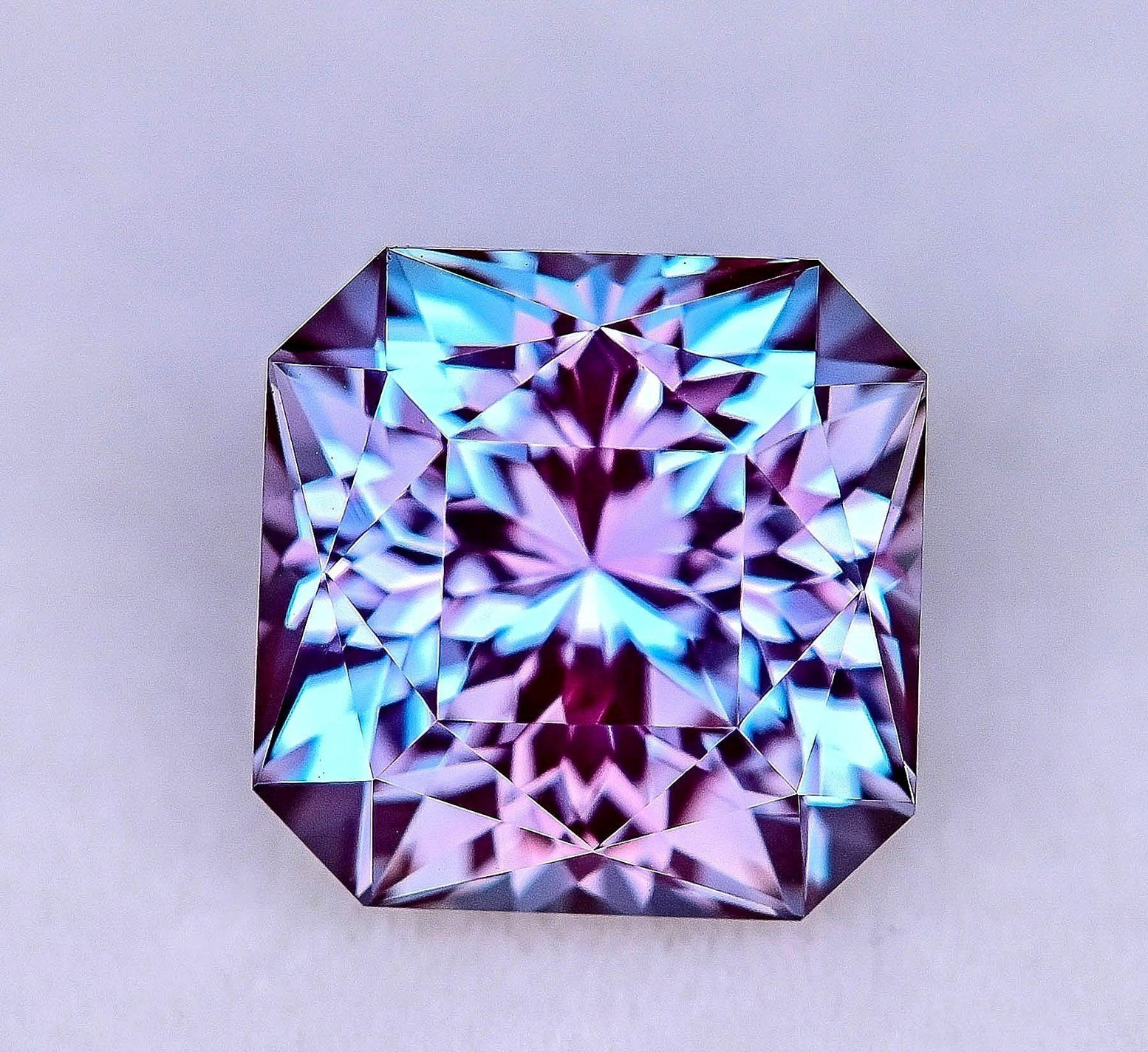 10.55 Ct Natural GIE Certified Bi-Color Alexandrite Asscher Cut Loose Gemstone
