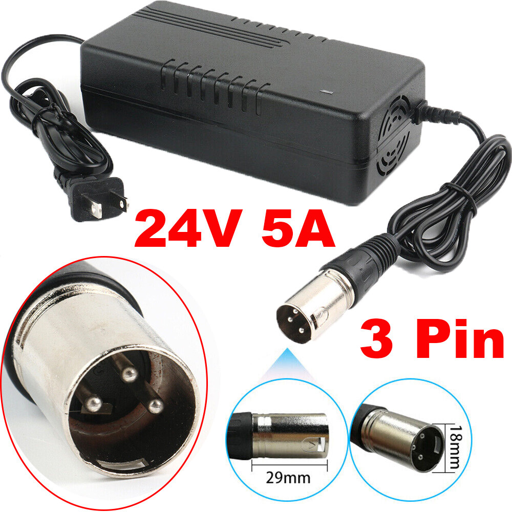 24V 5AMP 3PIN XLR PRIDE MOBILITY WHEELCHAIR CHARGER UPGRADE 3AMP & 4AMP
