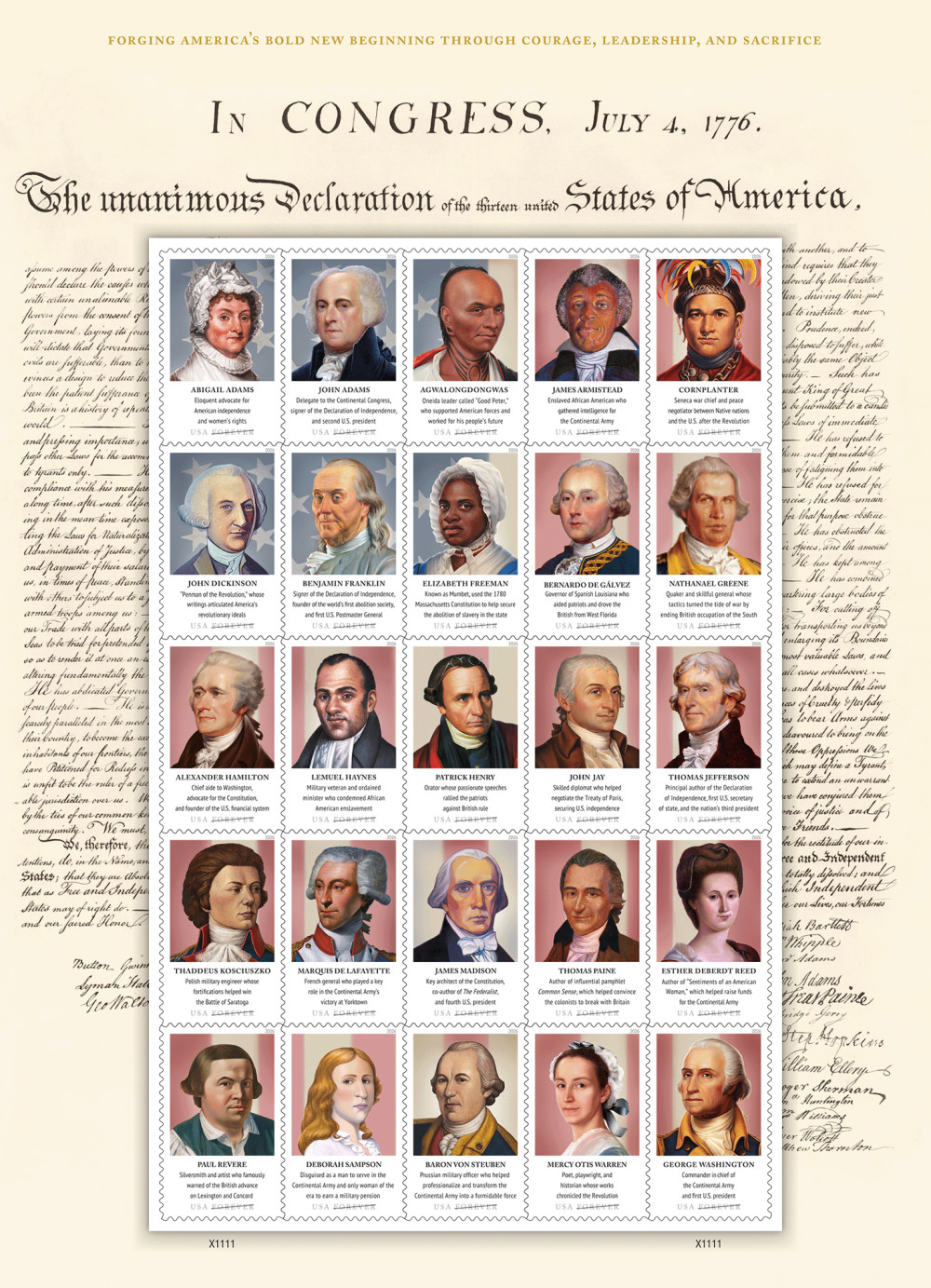 US Figures of the American Revolution Forever Stamps (Avail after April 10)