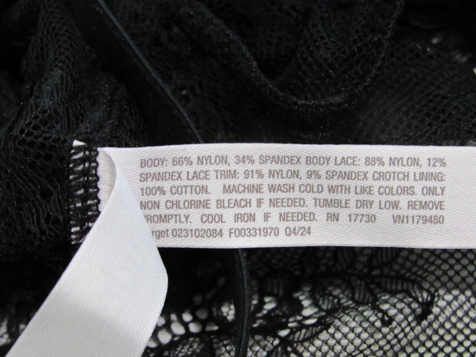 Auden Women's Unlined Lace Lingerie Bodysuit Black Size Large