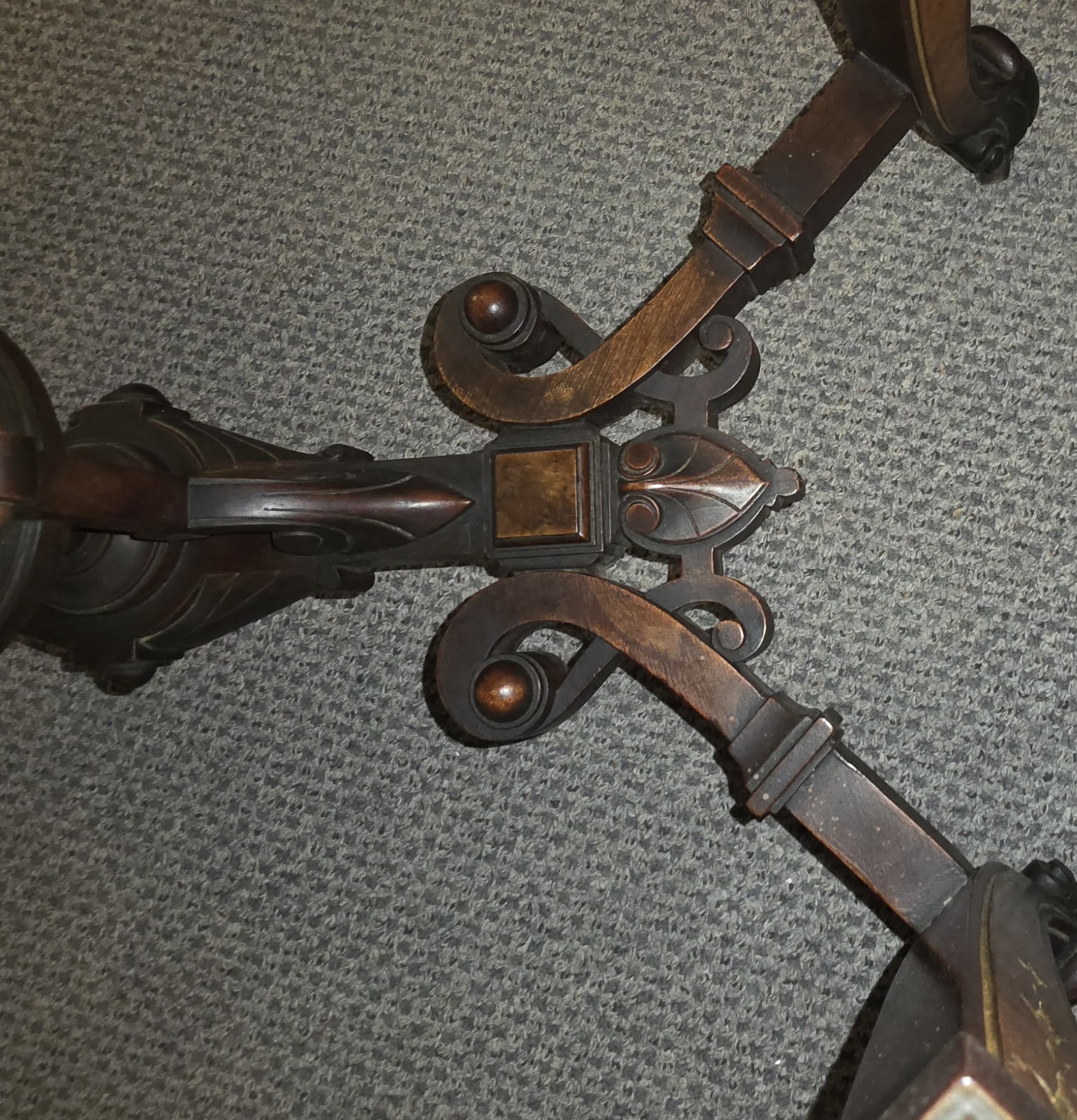 Antique Victorian Renaissance Revival Parlor table with framed Brown Marble top