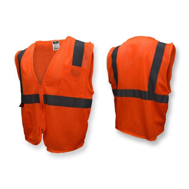 Radians 2 Pockets Orange Mesh High Visibility Safety Vest, ANSI/ ISEA 107-2015