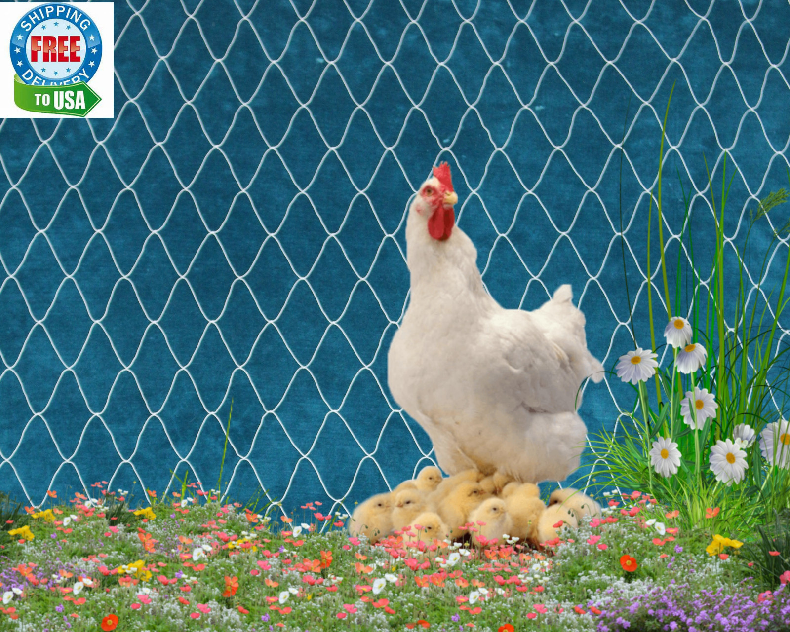 25' Poultry, Game Bird, Chicken, Duck, Quail, Protective Netting 2" Holes #4