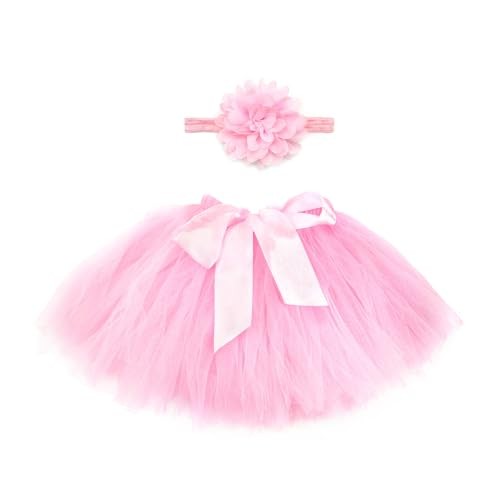Newborn Baby Tutu Skirt and Flower Headband for Photography Prop Outfits 0-4