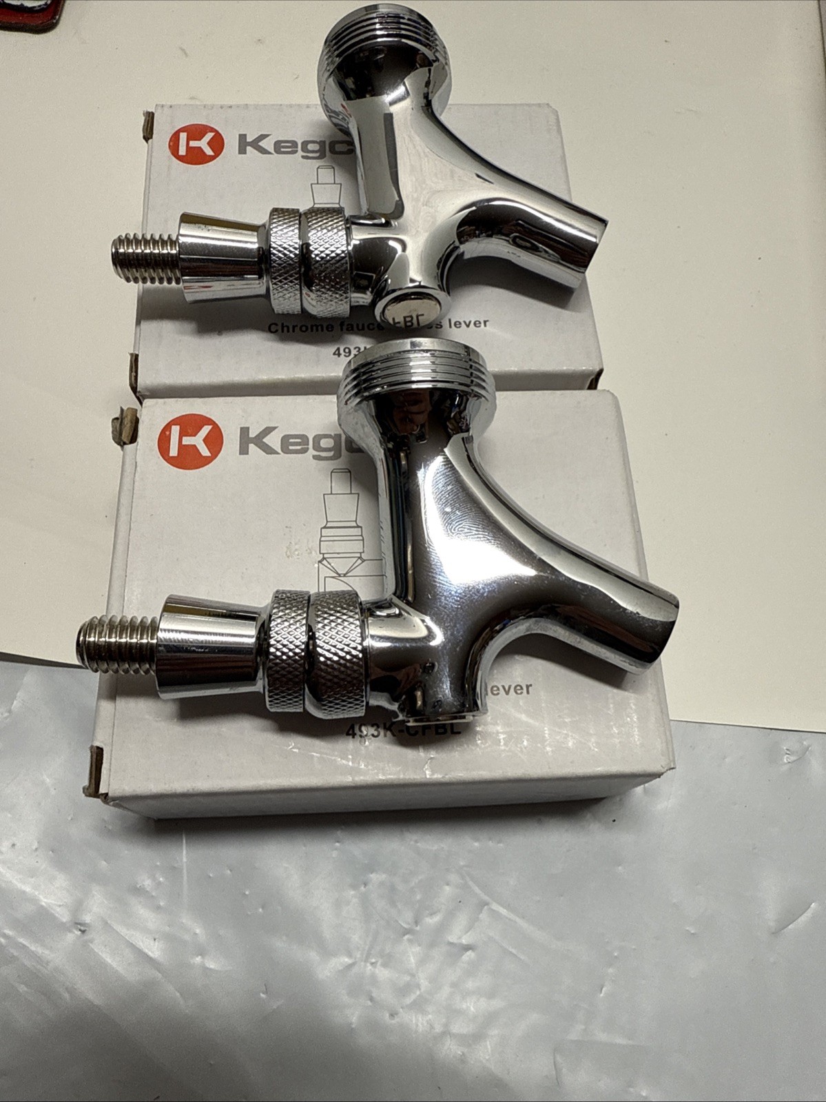 Kegco Chrome Faucet Brass Lever 493K-CFBL For Beverage Dispense System Lot Of 2