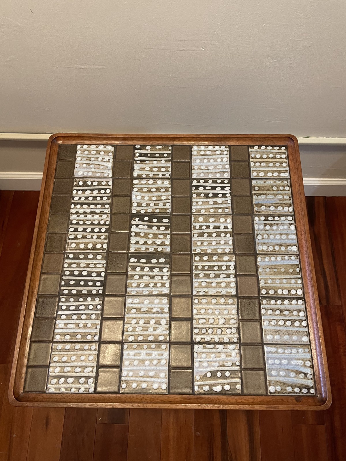 Jane and Gordon Martz Wood and Ceramic Top Square Side Table MCM