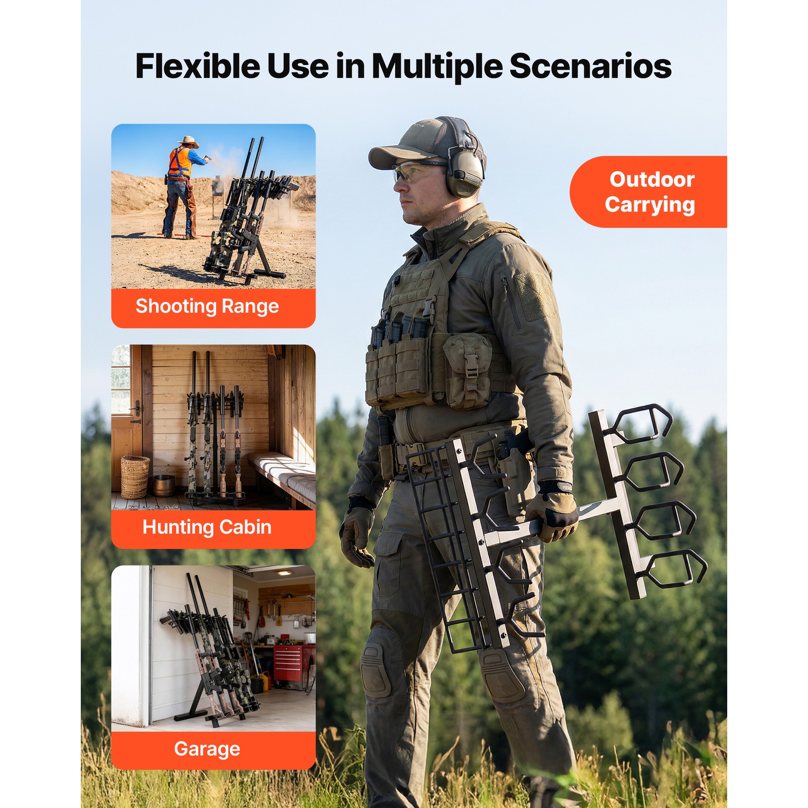 Uimoso Portable Folding Gun Rack Stand for 7 Handguns and 4 Rifles