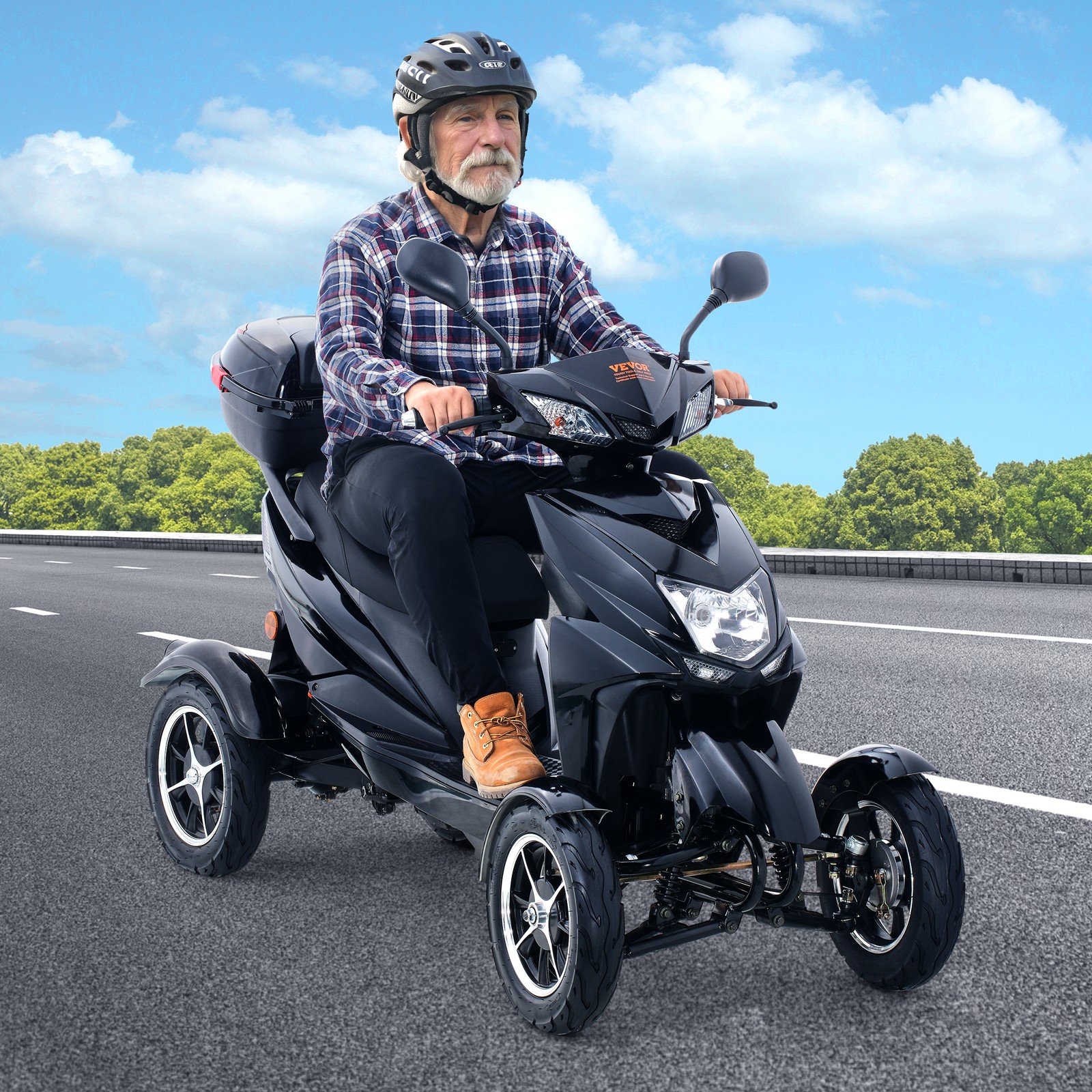 VEVOR Heavy Duty 4-Wheel Mobility Scooters 40 Miles 3-Speed 500W 450lbs Capacity