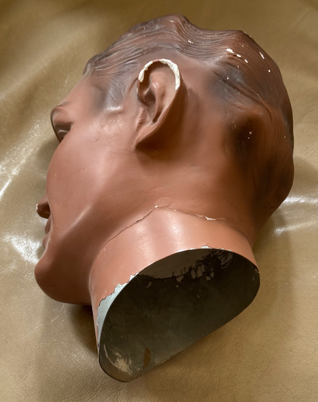 Very Vintage Male Mannequin Head / Silvestri Hollywood / Plaster Head & Tin Neck